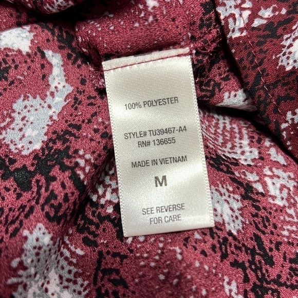 West K Burgundy Snake Skin Print Blouse - Picture 6 of 7
